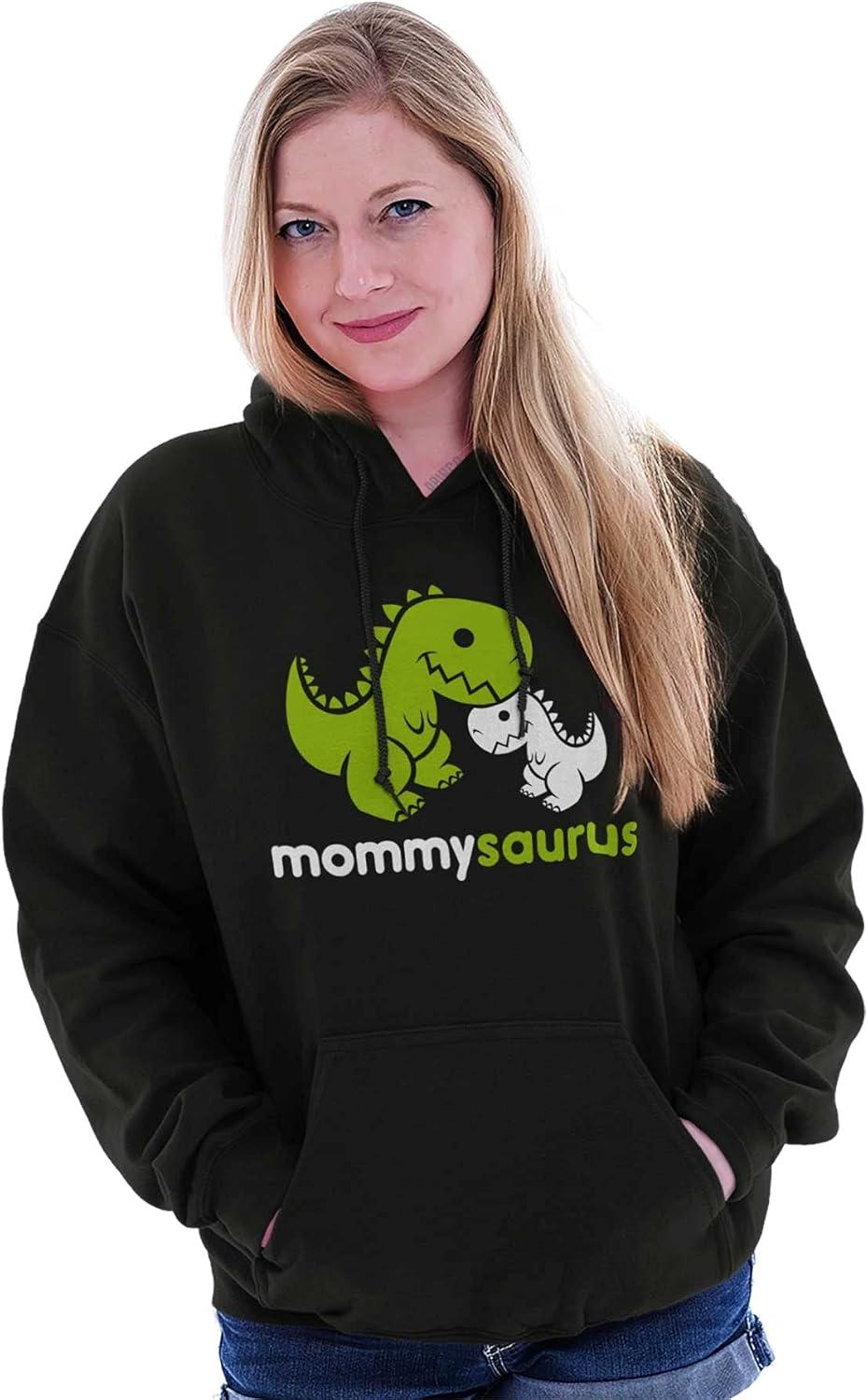 imageBrisco Brands Mommysaurus Cute Dinosaur Mothers Day Hoodie Sweatshirt WomenBlack