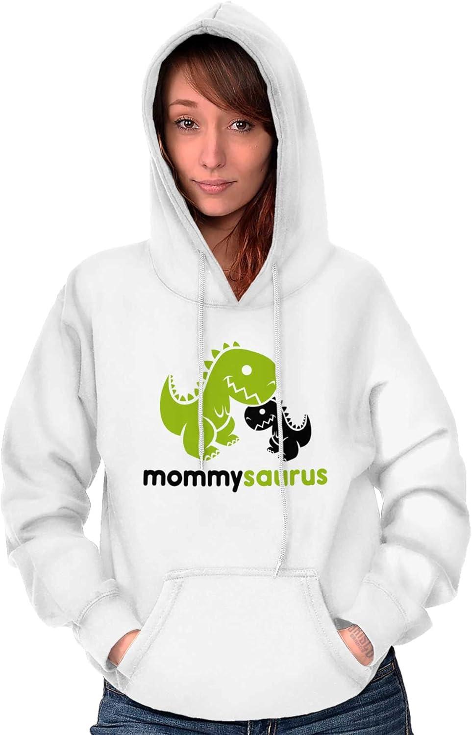 imageBrisco Brands Mommysaurus Cute Dinosaur Mothers Day Hoodie Sweatshirt WomenWhite