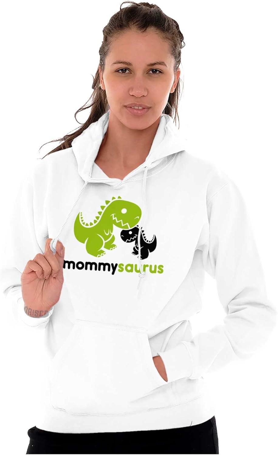 imageBrisco Brands Mommysaurus Cute Dinosaur Mothers Day Hoodie Sweatshirt WomenWhite