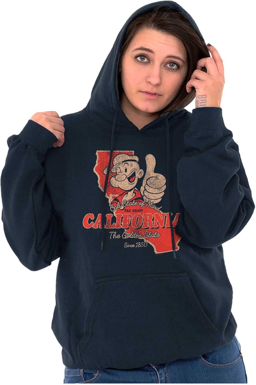 imageBrisco Brands Popeye Cartoon American States Hoodie Sweatshirt Women MenCalifornia