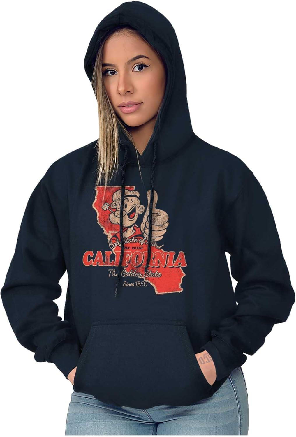 imageBrisco Brands Popeye Cartoon American States Hoodie Sweatshirt Women MenCalifornia