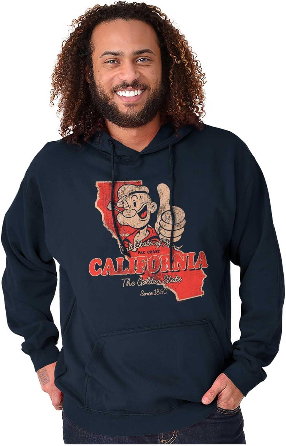 imageBrisco Brands Popeye Cartoon American States Hoodie Sweatshirt Women MenCalifornia