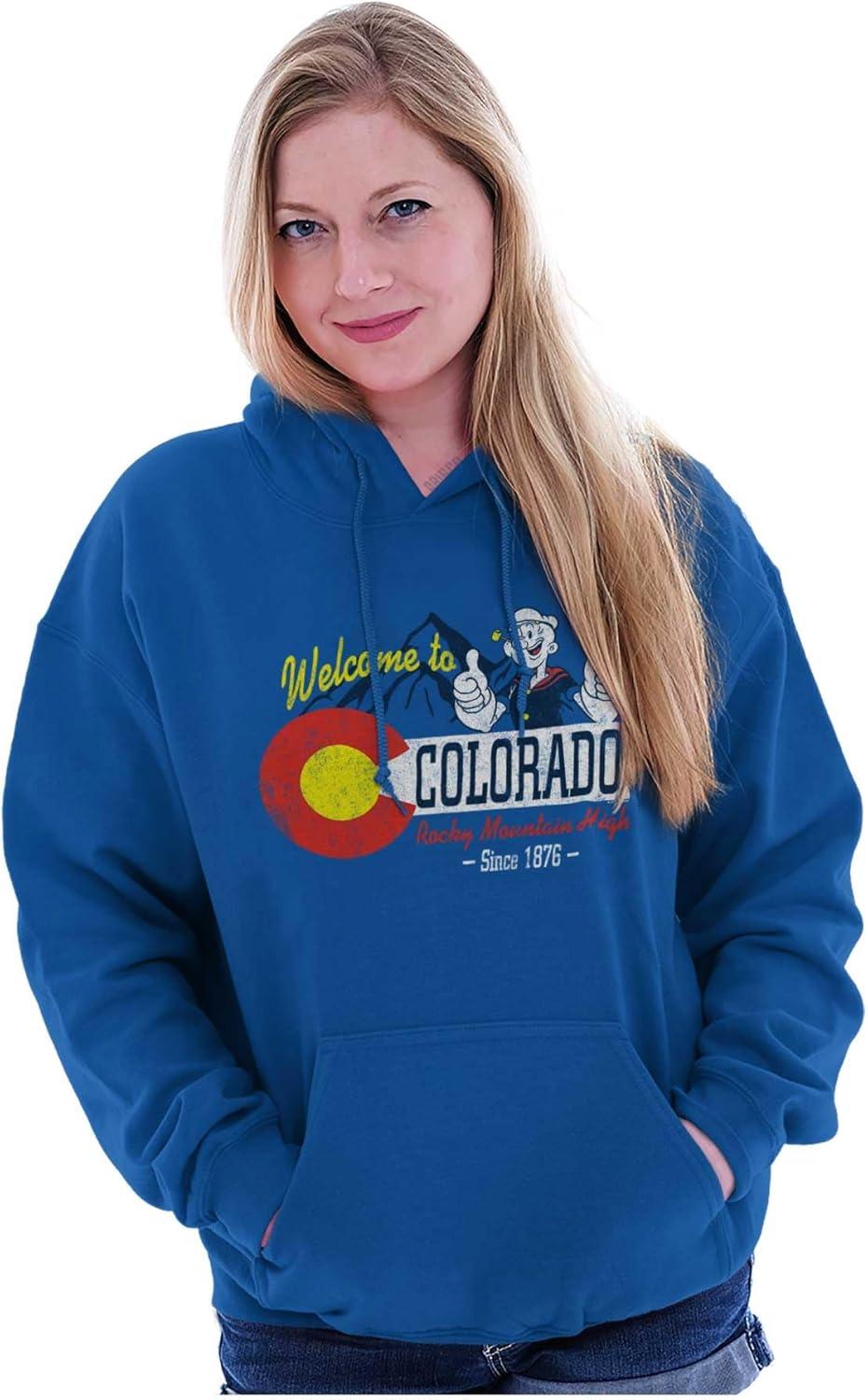 imageBrisco Brands Popeye Cartoon American States Hoodie Sweatshirt Women MenColorado