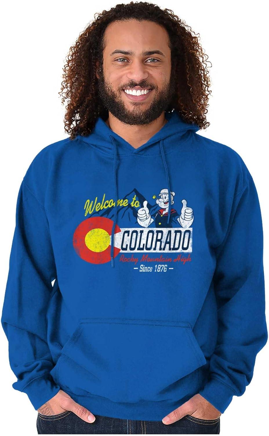 imageBrisco Brands Popeye Cartoon American States Hoodie Sweatshirt Women MenColorado