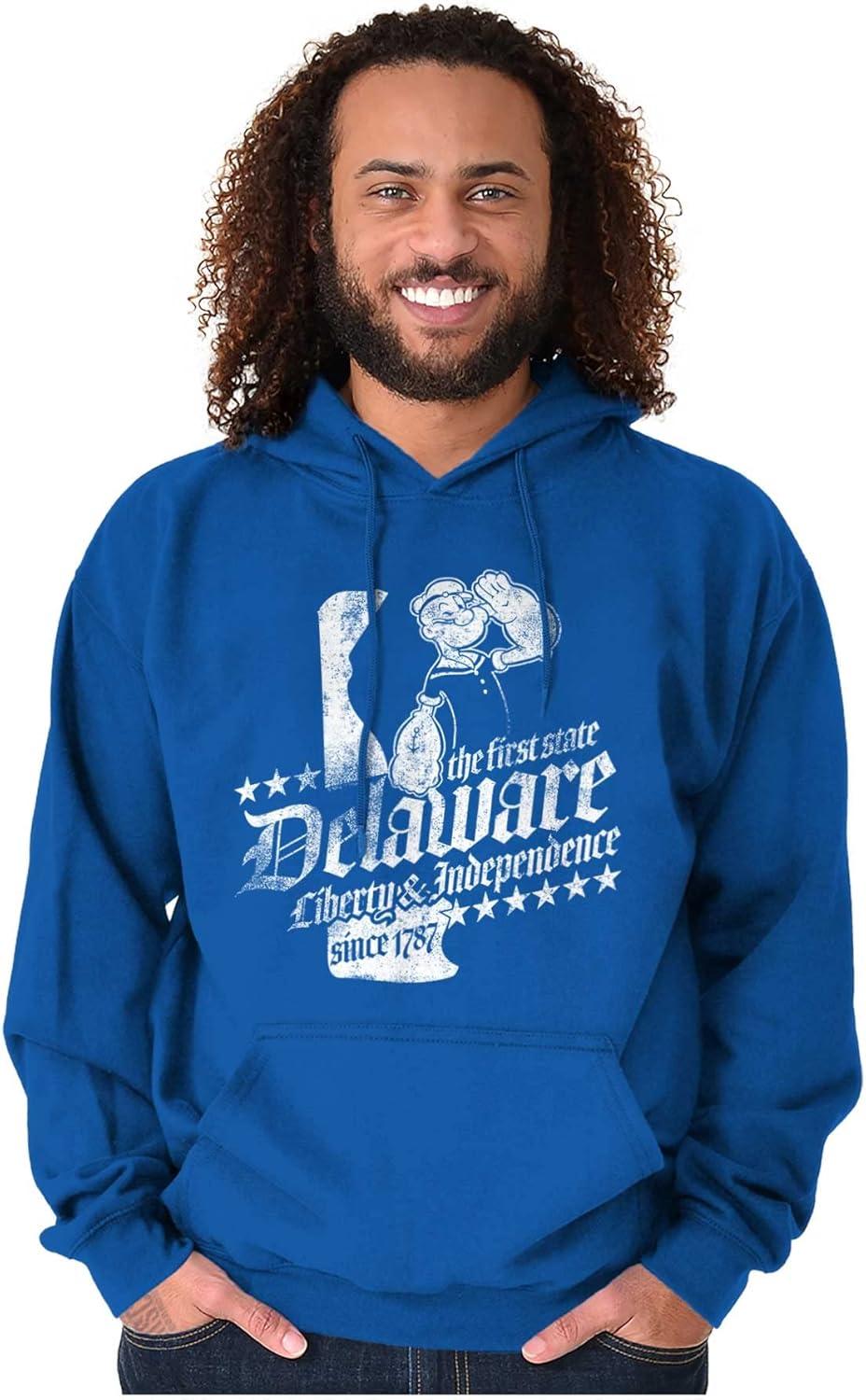 imageBrisco Brands Popeye Cartoon American States Hoodie Sweatshirt Women MenDelaware