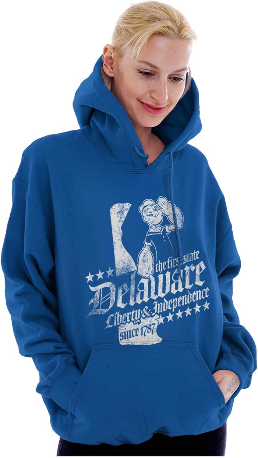 imageBrisco Brands Popeye Cartoon American States Hoodie Sweatshirt Women MenDelaware