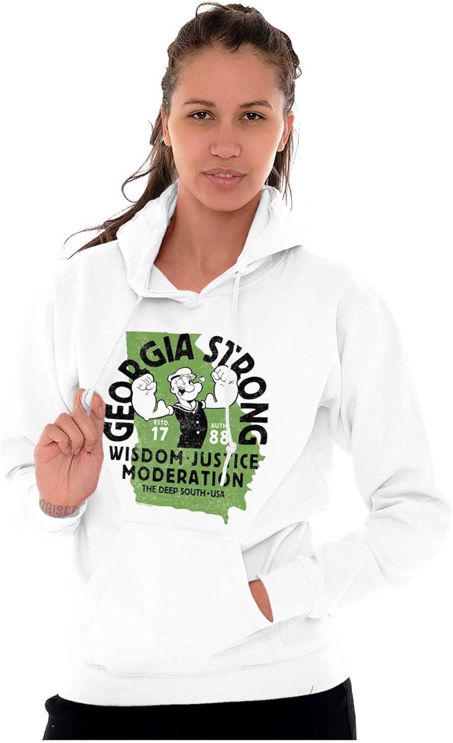 imageBrisco Brands Popeye Cartoon American States Hoodie Sweatshirt Women MenGeorgia