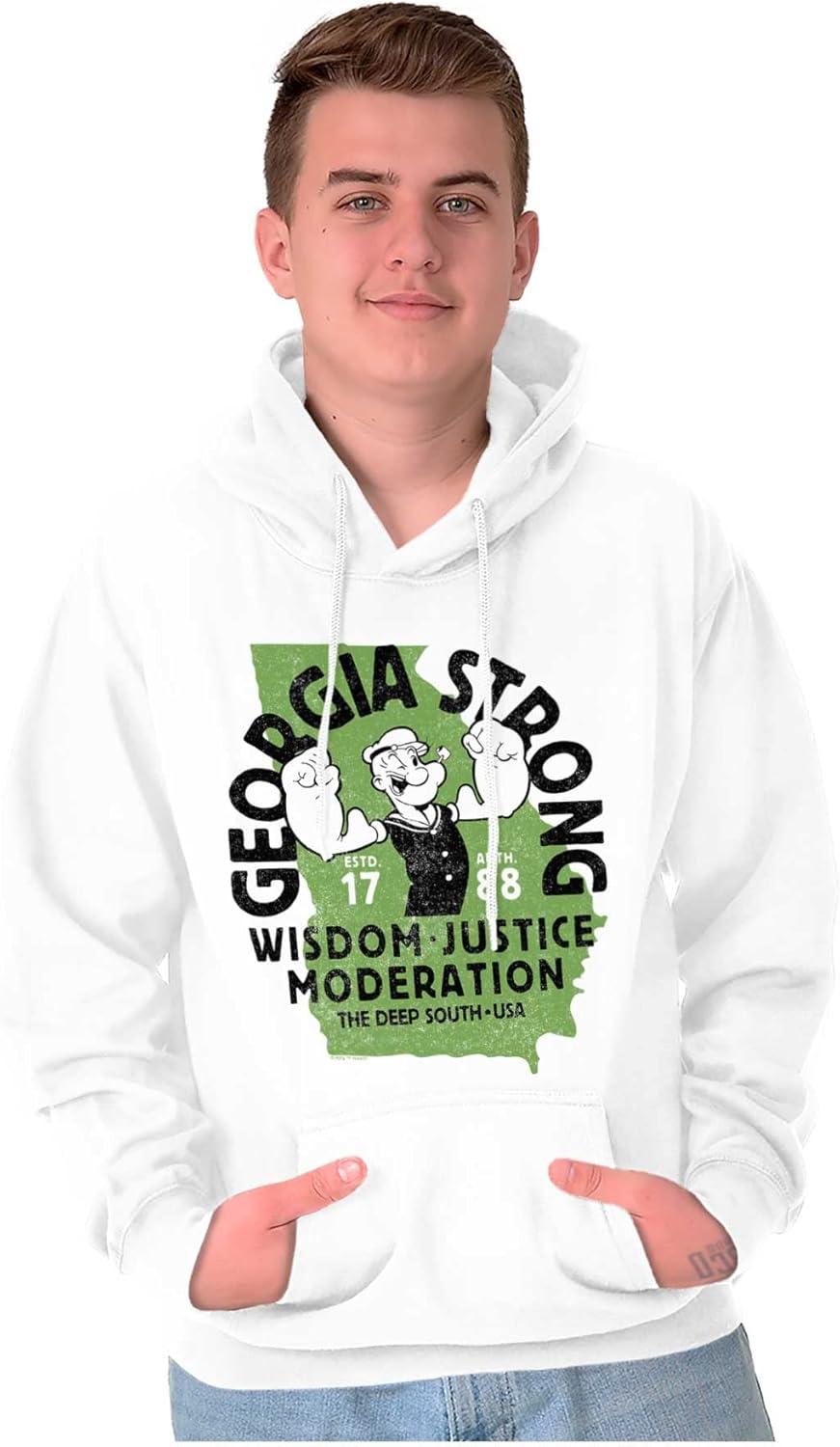 imageBrisco Brands Popeye Cartoon American States Hoodie Sweatshirt Women MenGeorgia