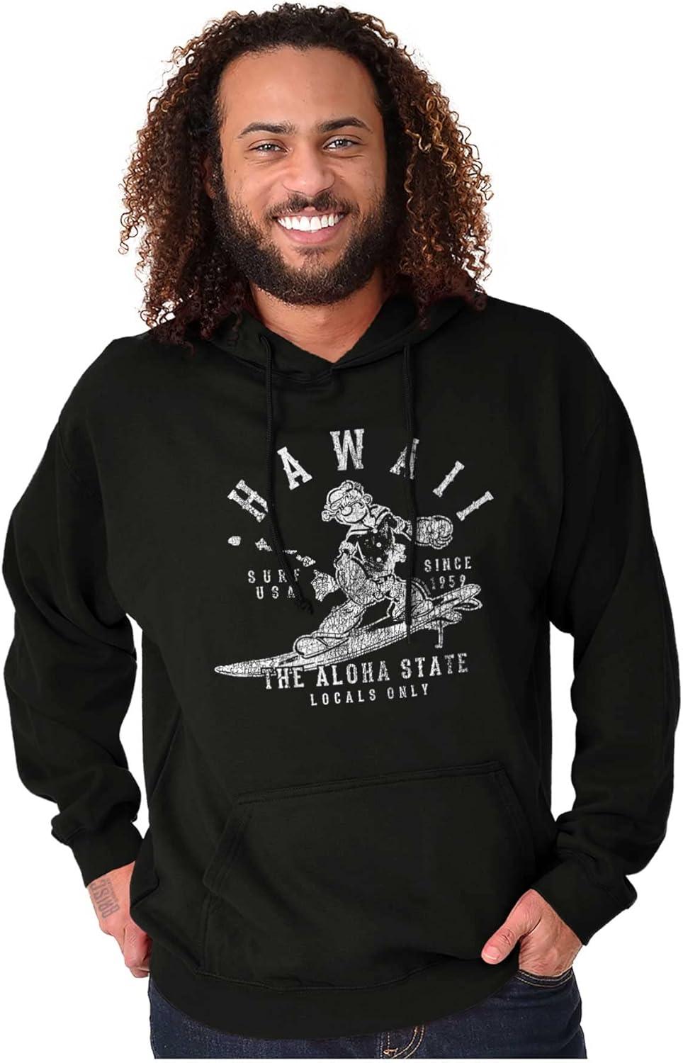 imageBrisco Brands Popeye Cartoon American States Hoodie Sweatshirt Women MenHawaii