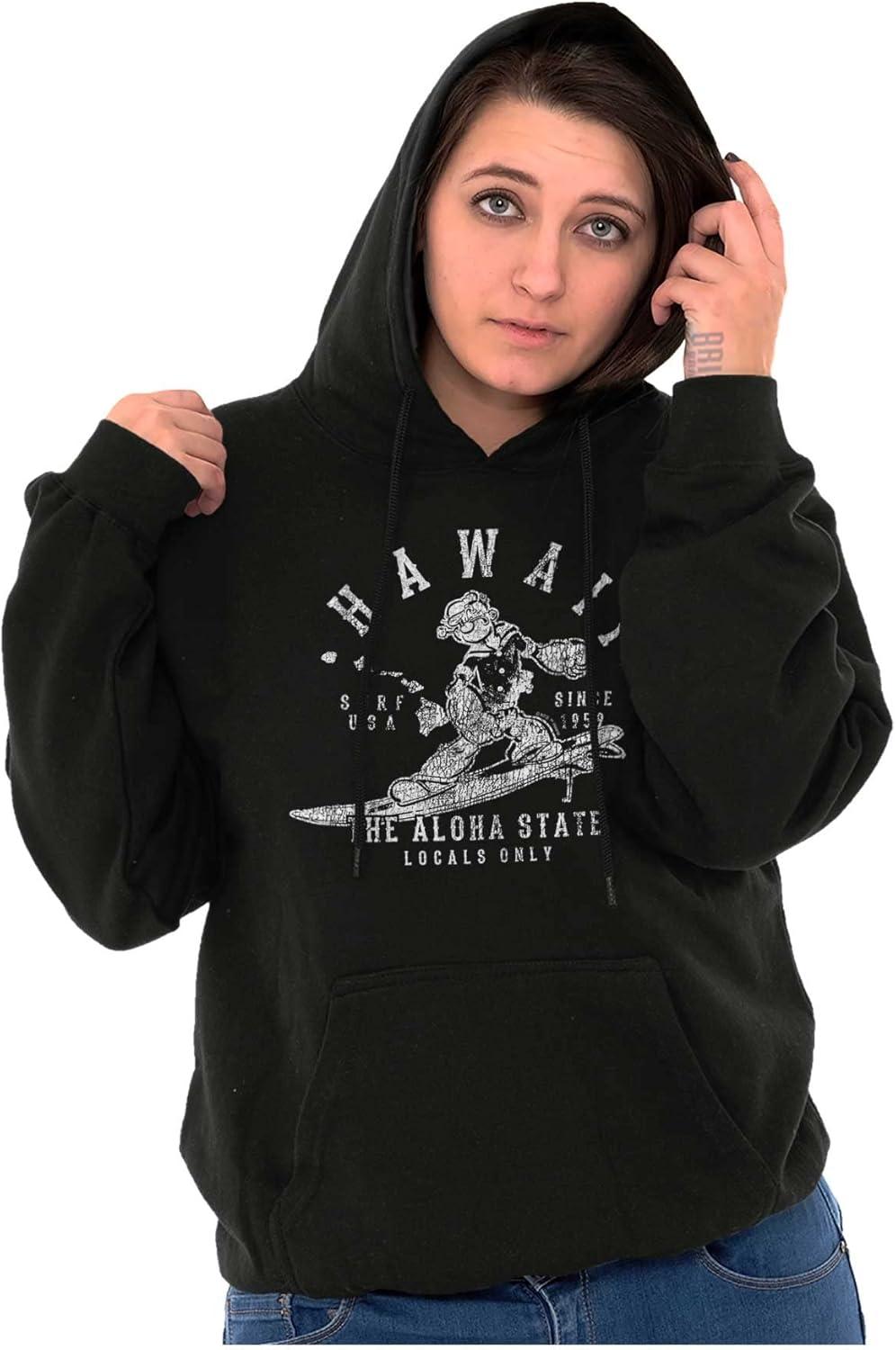 imageBrisco Brands Popeye Cartoon American States Hoodie Sweatshirt Women MenHawaii