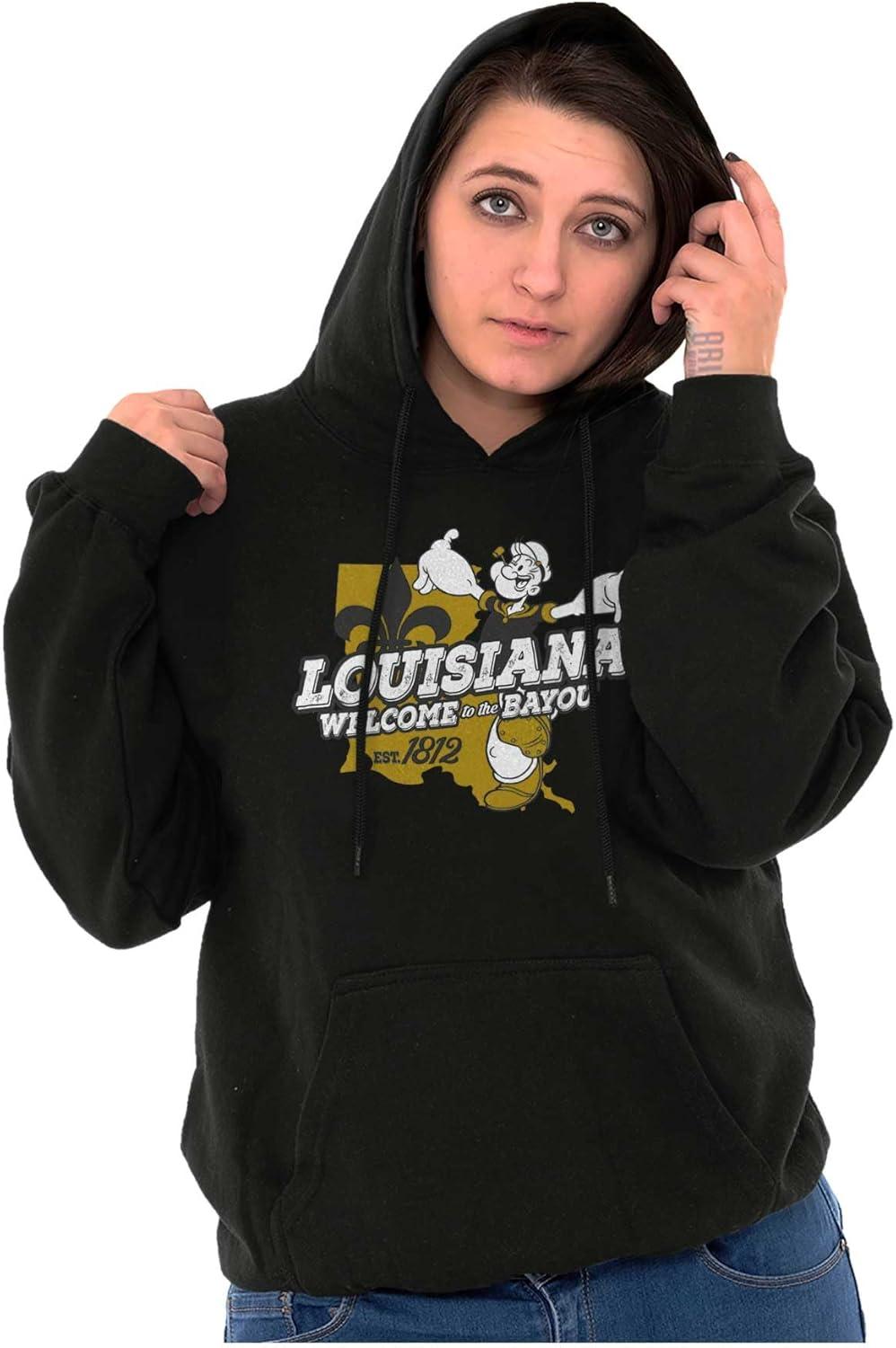 imageBrisco Brands Popeye Cartoon American States Hoodie Sweatshirt Women MenLouisiana