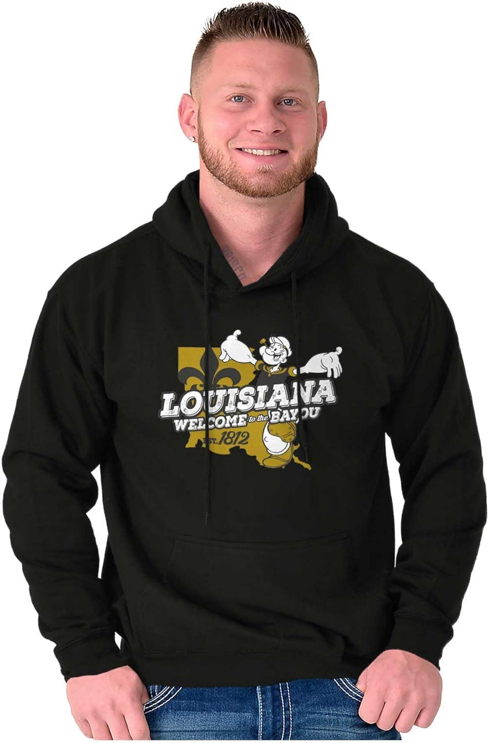 imageBrisco Brands Popeye Cartoon American States Hoodie Sweatshirt Women MenLouisiana