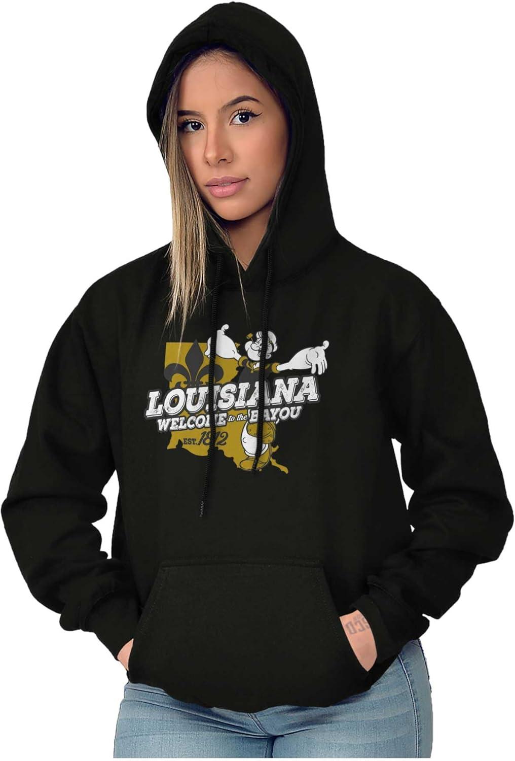imageBrisco Brands Popeye Cartoon American States Hoodie Sweatshirt Women MenLouisiana