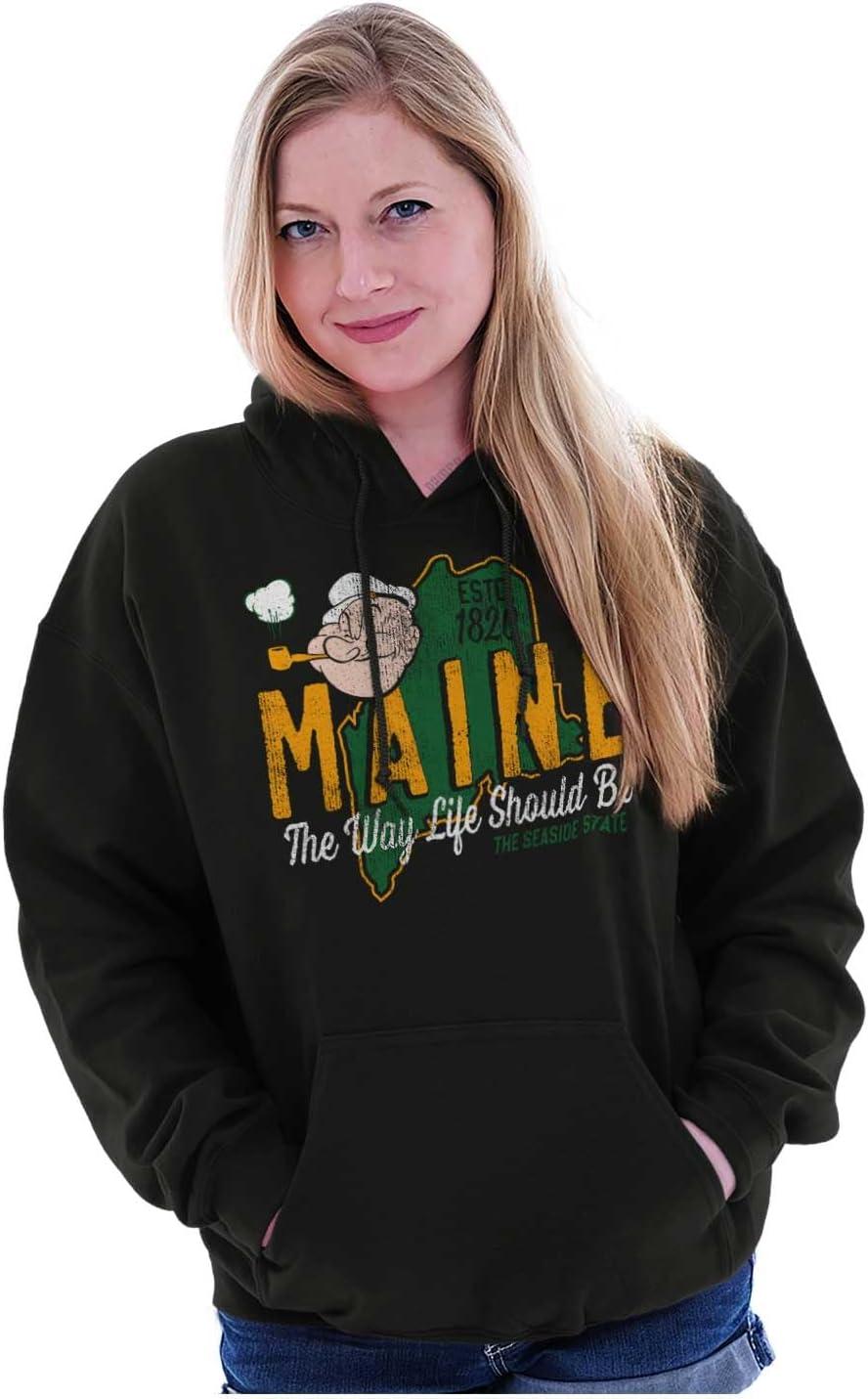 imageBrisco Brands Popeye Cartoon American States Hoodie Sweatshirt Women MenMaine