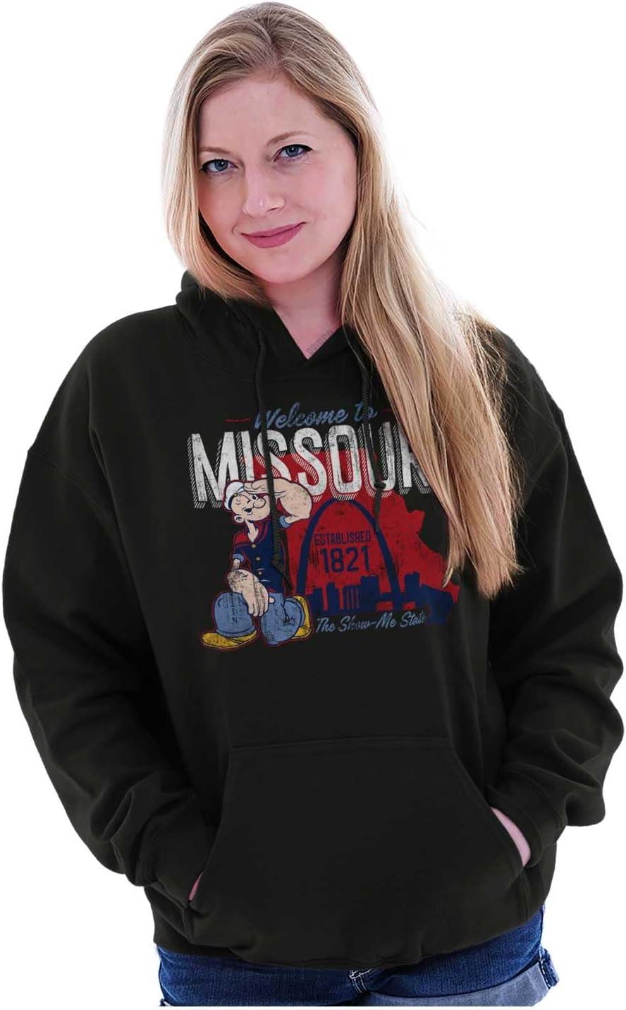 imageBrisco Brands Popeye Cartoon American States Hoodie Sweatshirt Women MenMissouri Black