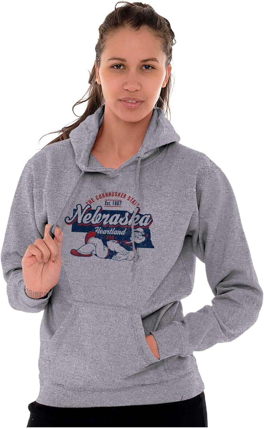 imageBrisco Brands Popeye Cartoon American States Hoodie Sweatshirt Women MenNebraska