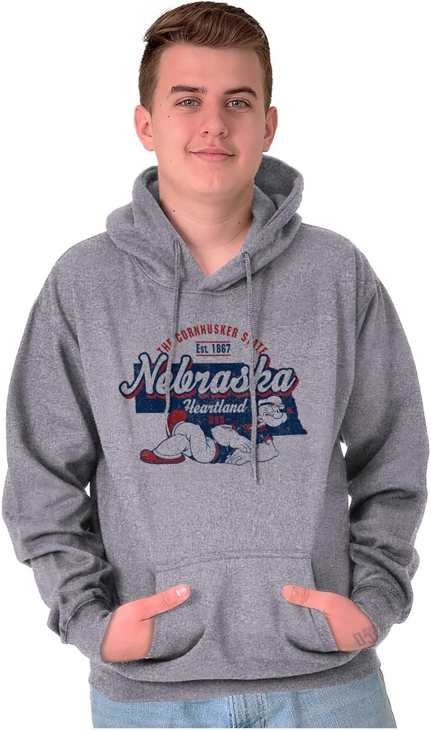 imageBrisco Brands Popeye Cartoon American States Hoodie Sweatshirt Women MenNebraska