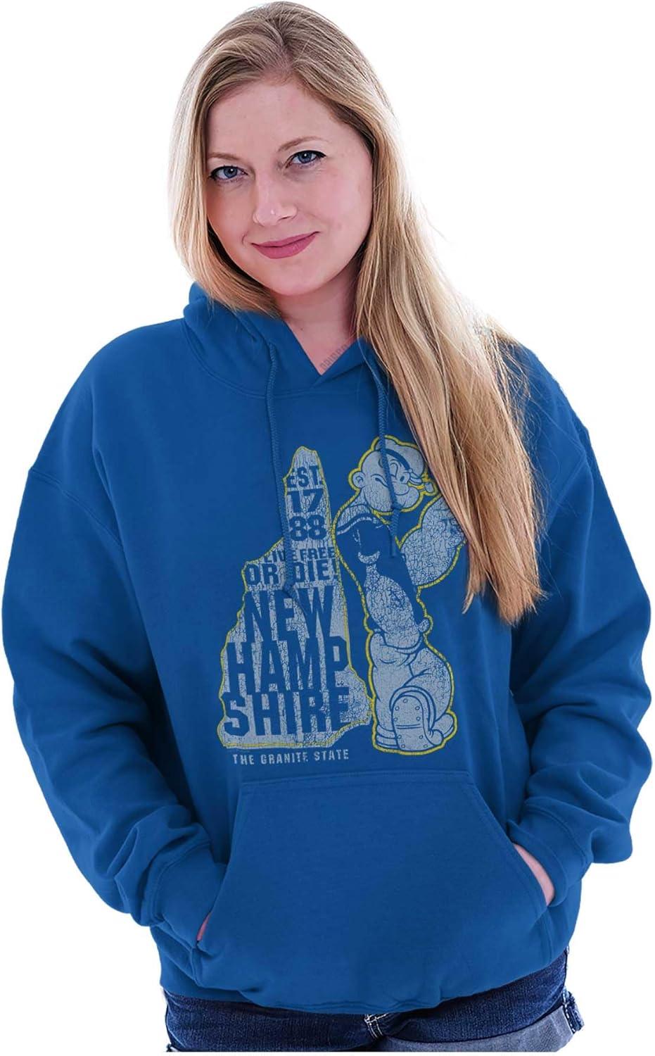 imageBrisco Brands Popeye Cartoon American States Hoodie Sweatshirt Women MenNew Hampshire
