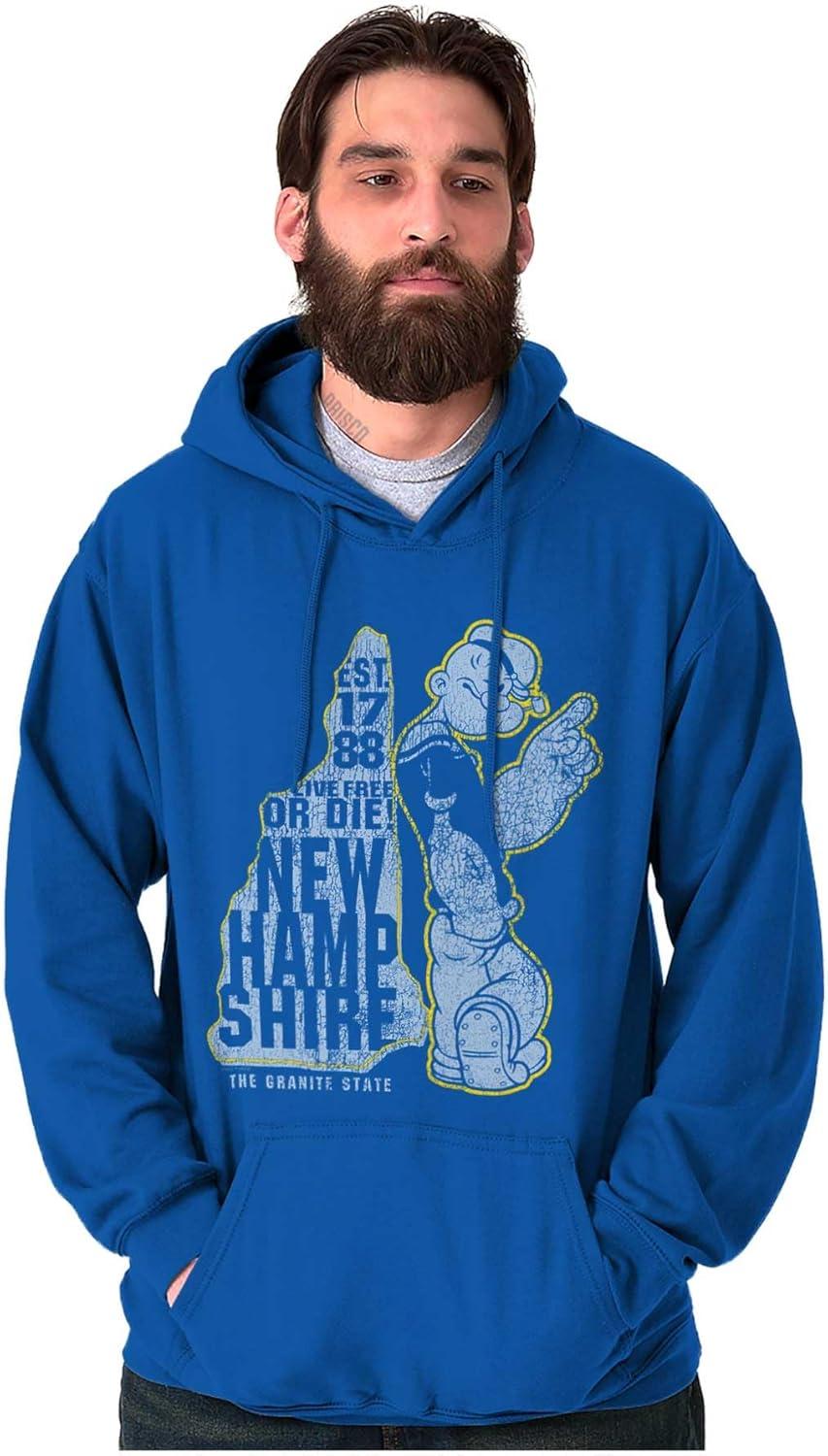 imageBrisco Brands Popeye Cartoon American States Hoodie Sweatshirt Women MenNew Hampshire