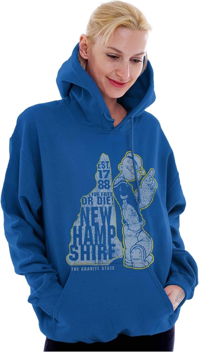 imageBrisco Brands Popeye Cartoon American States Hoodie Sweatshirt Women MenNew Hampshire