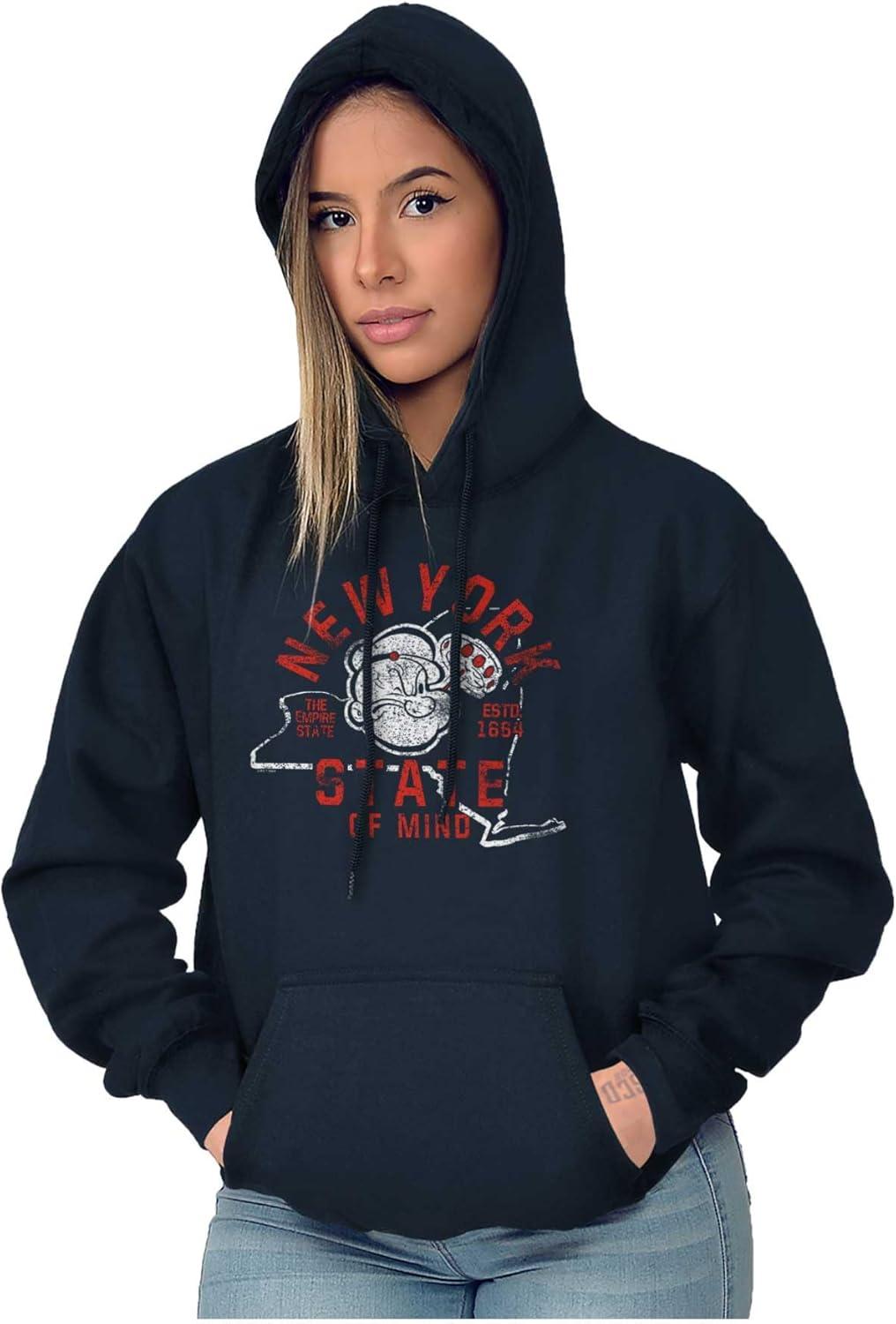 imageBrisco Brands Popeye Cartoon American States Hoodie Sweatshirt Women MenNew York