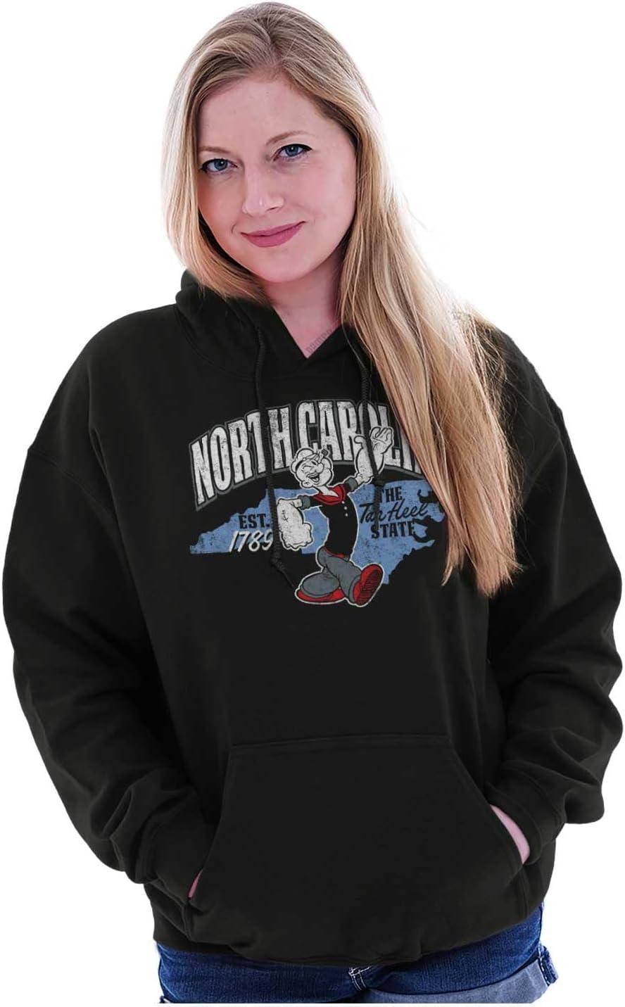 imageBrisco Brands Popeye Cartoon American States Hoodie Sweatshirt Women MenNorth Carolina Black