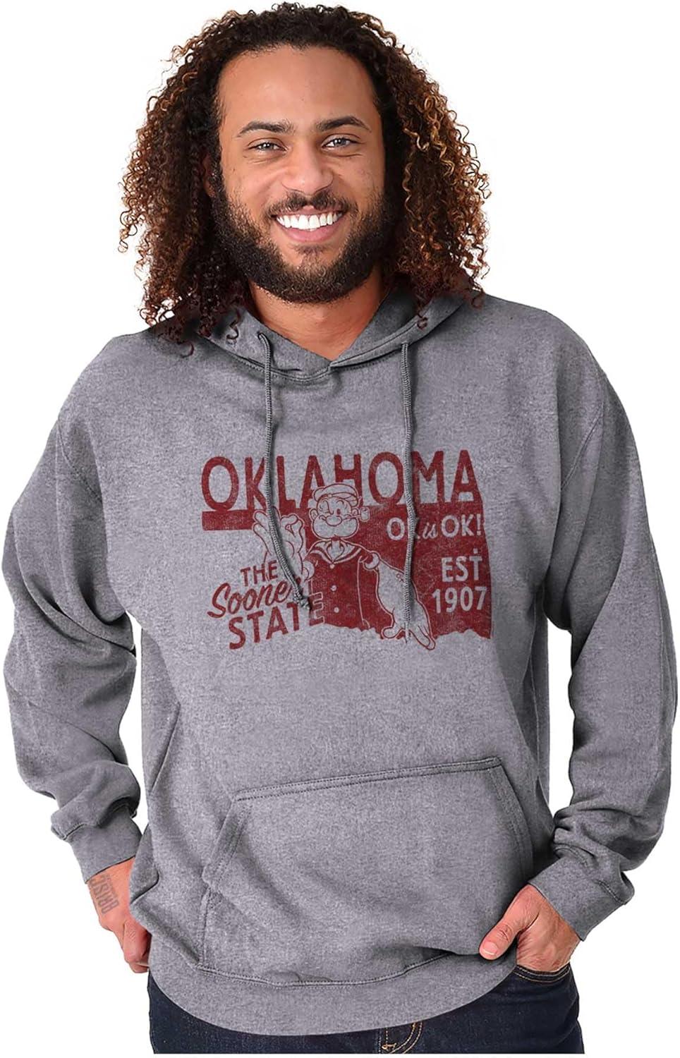 imageBrisco Brands Popeye Cartoon American States Hoodie Sweatshirt Women MenOklahoma