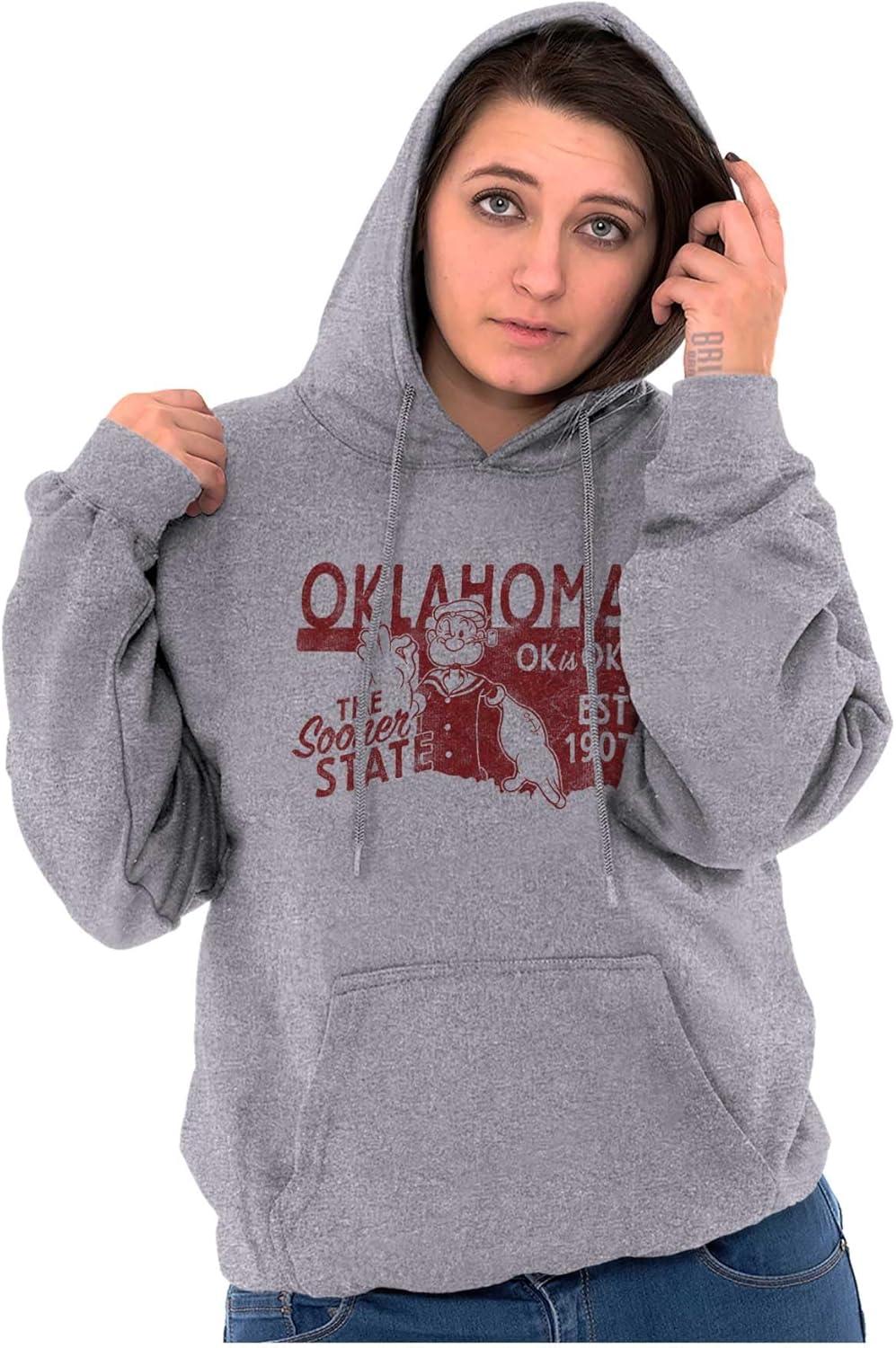 imageBrisco Brands Popeye Cartoon American States Hoodie Sweatshirt Women MenOklahoma
