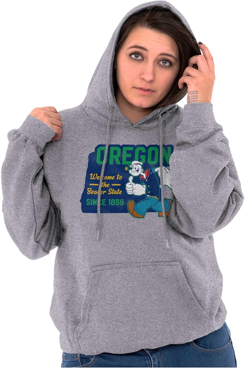 imageBrisco Brands Popeye Cartoon American States Hoodie Sweatshirt Women MenOregon