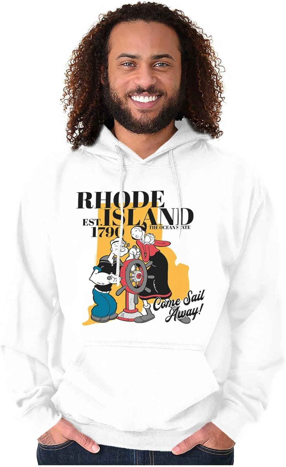 imageBrisco Brands Popeye Cartoon American States Hoodie Sweatshirt Women MenRhode Island