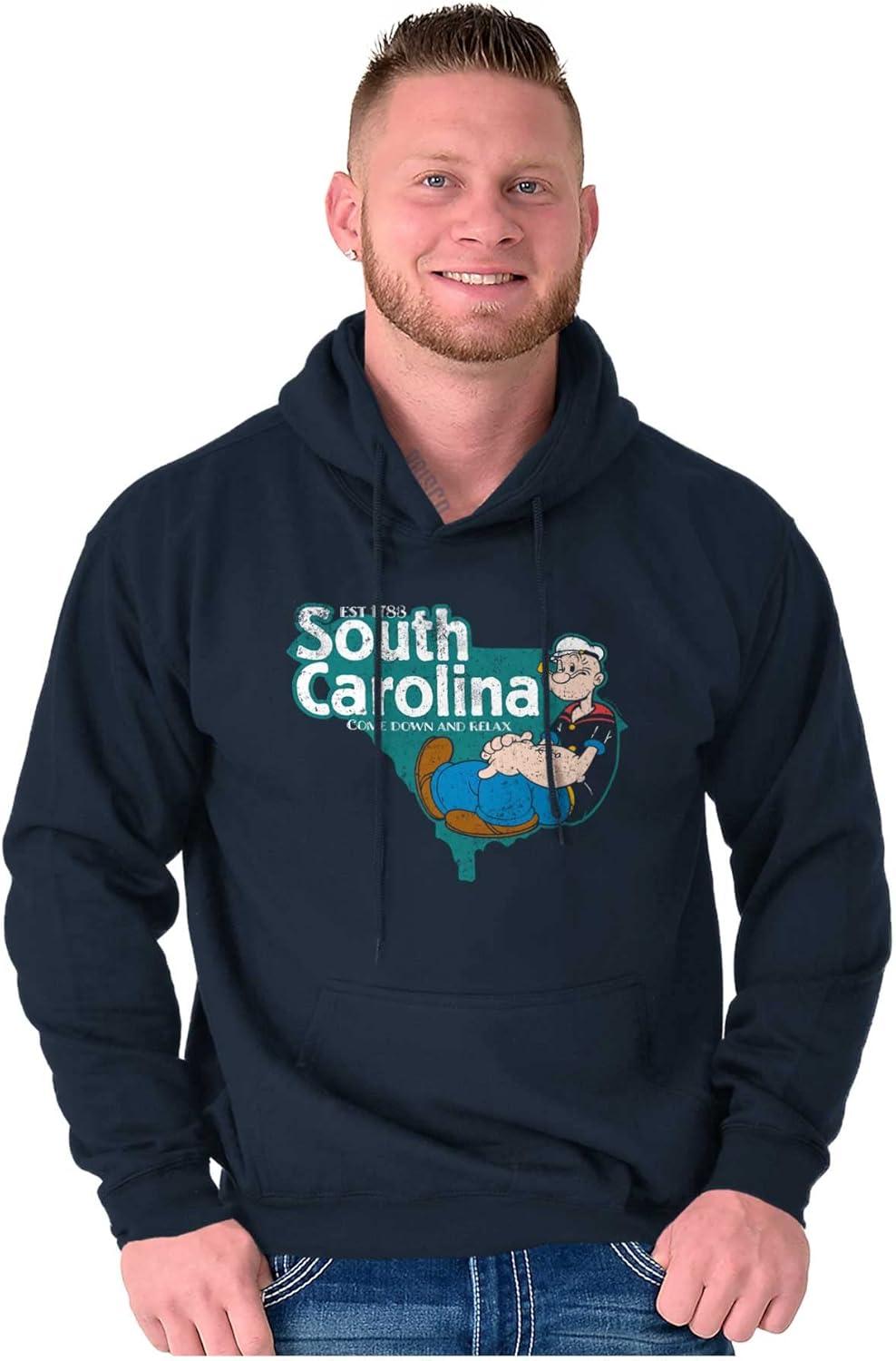 imageBrisco Brands Popeye Cartoon American States Hoodie Sweatshirt Women MenSouth Carolina Navy