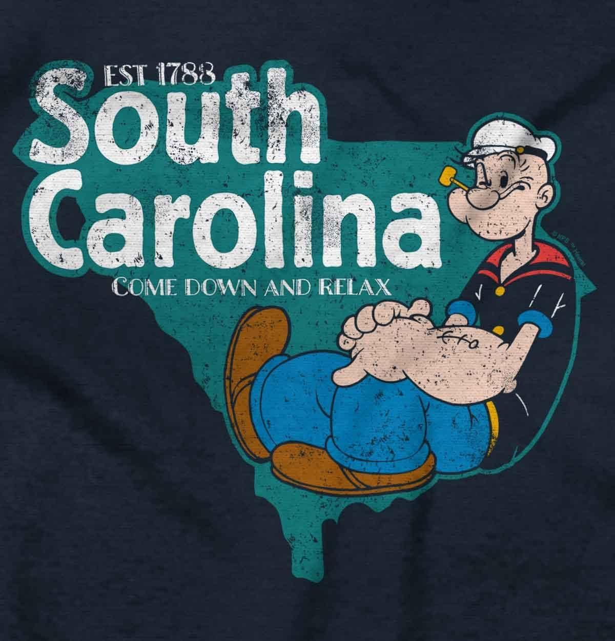imageBrisco Brands Popeye Cartoon American States Hoodie Sweatshirt Women MenSouth Carolina Navy