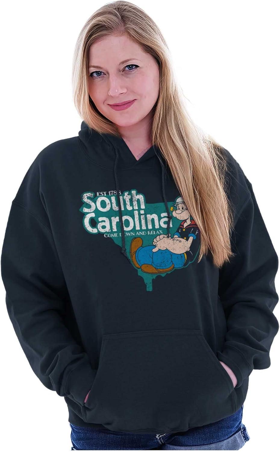 imageBrisco Brands Popeye Cartoon American States Hoodie Sweatshirt Women MenSouth Carolina Navy