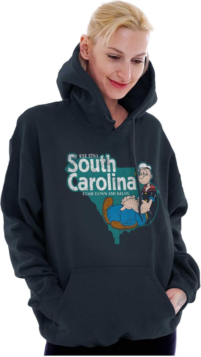 imageBrisco Brands Popeye Cartoon American States Hoodie Sweatshirt Women MenSouth Carolina Navy