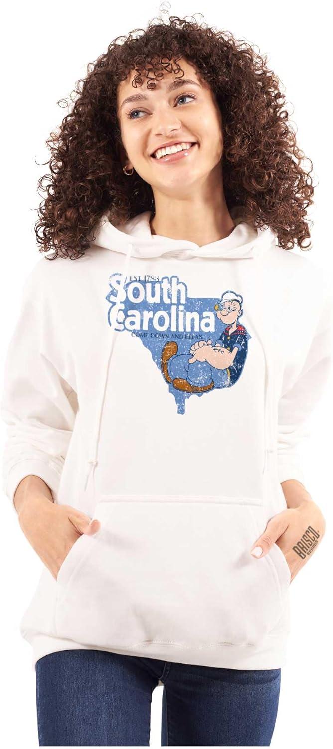 imageBrisco Brands Popeye Cartoon American States Hoodie Sweatshirt Women MenSouth Carolina White