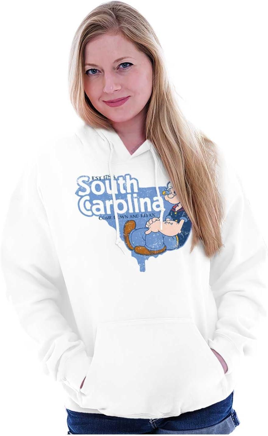 imageBrisco Brands Popeye Cartoon American States Hoodie Sweatshirt Women MenSouth Carolina White