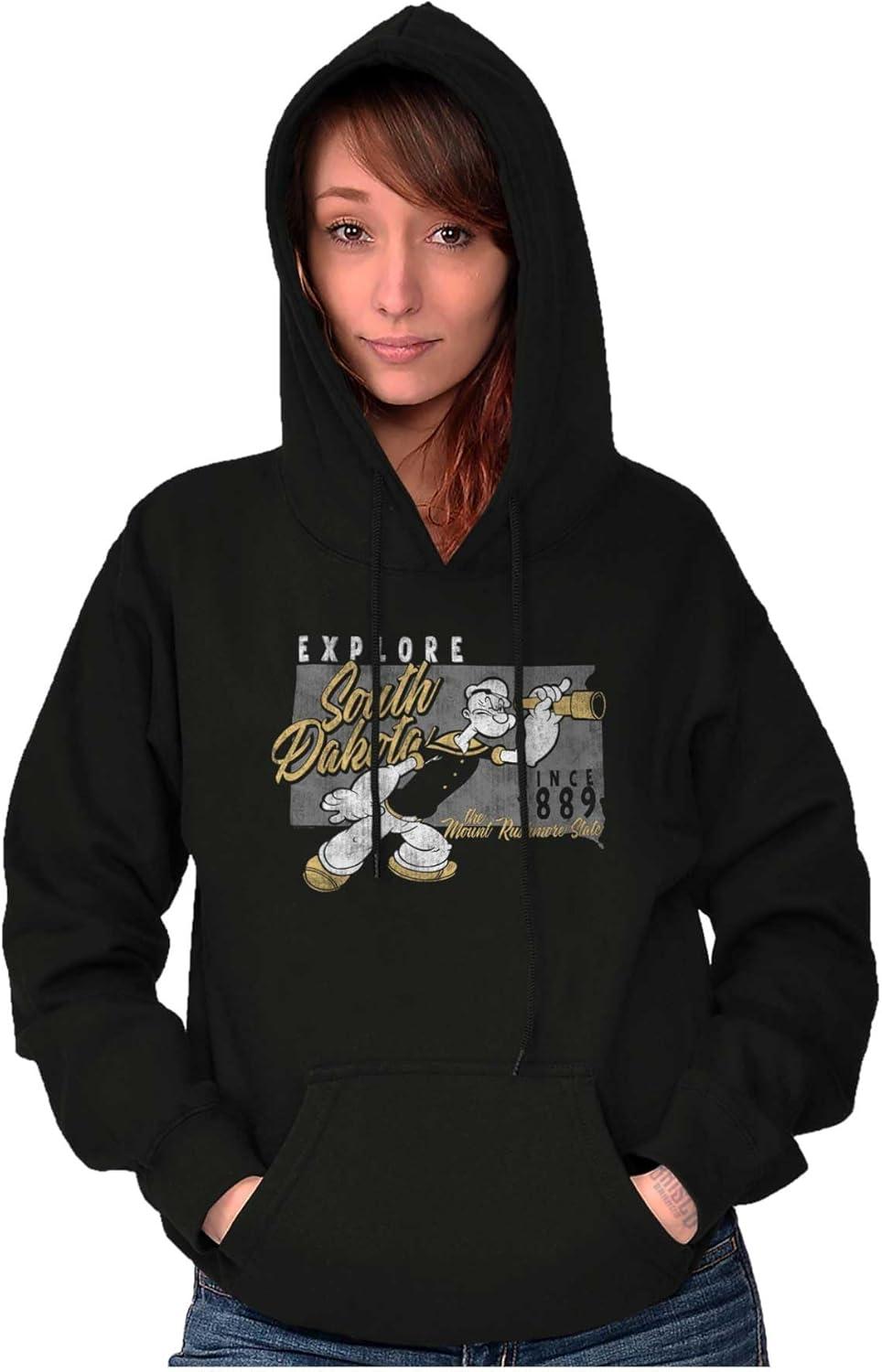 imageBrisco Brands Popeye Cartoon American States Hoodie Sweatshirt Women MenSouth Dakota