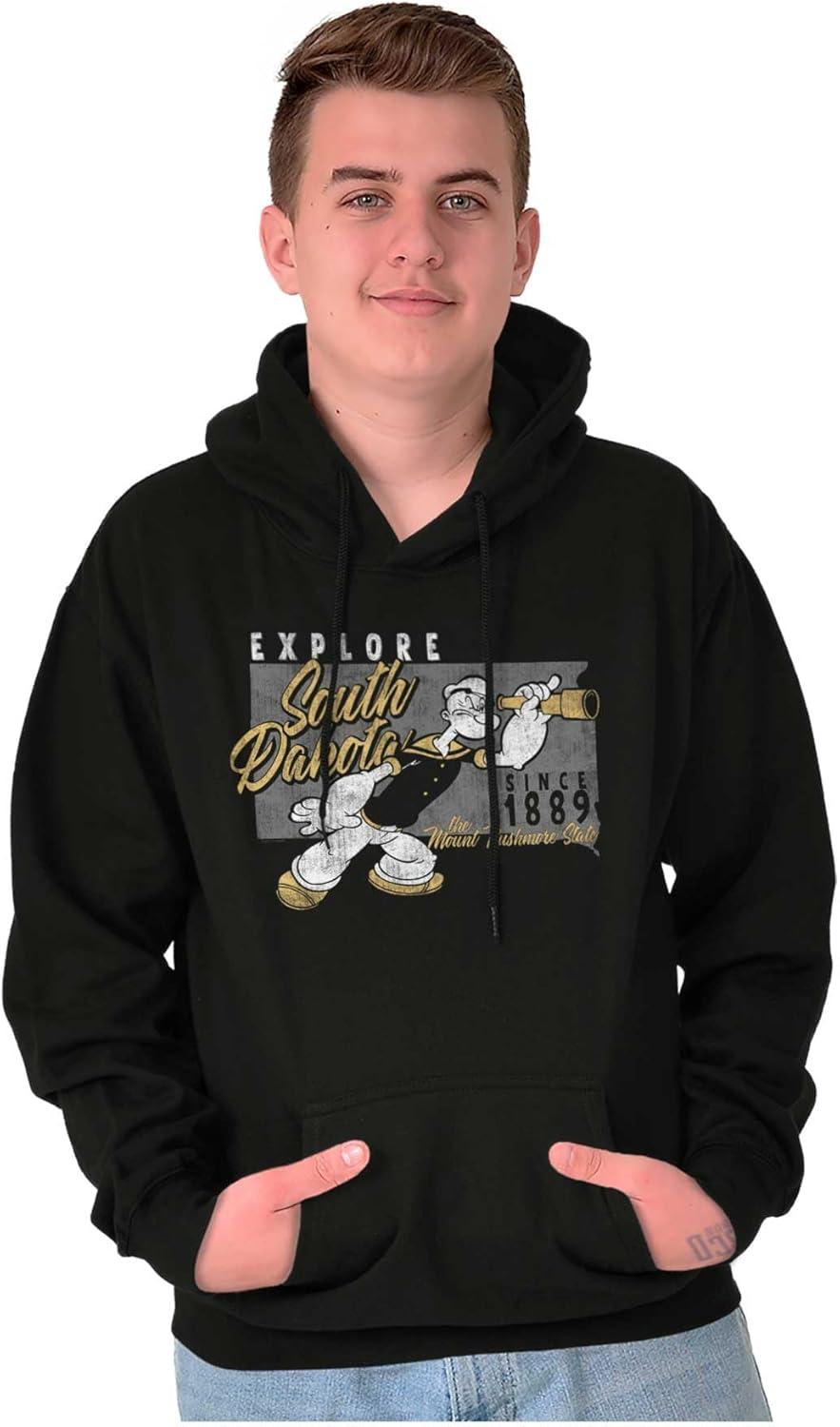 imageBrisco Brands Popeye Cartoon American States Hoodie Sweatshirt Women MenSouth Dakota