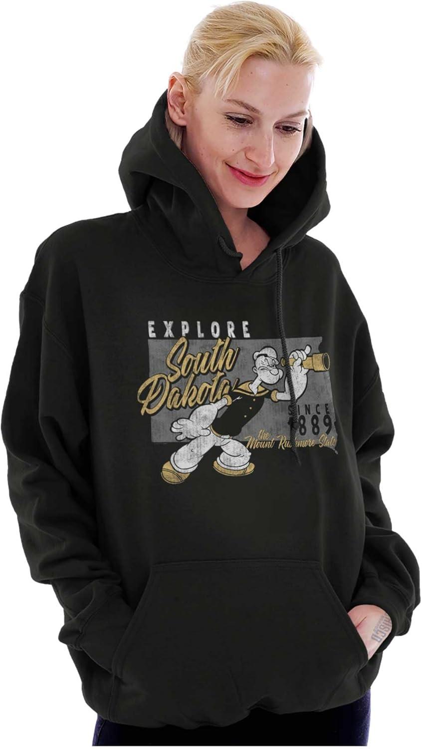 imageBrisco Brands Popeye Cartoon American States Hoodie Sweatshirt Women MenSouth Dakota