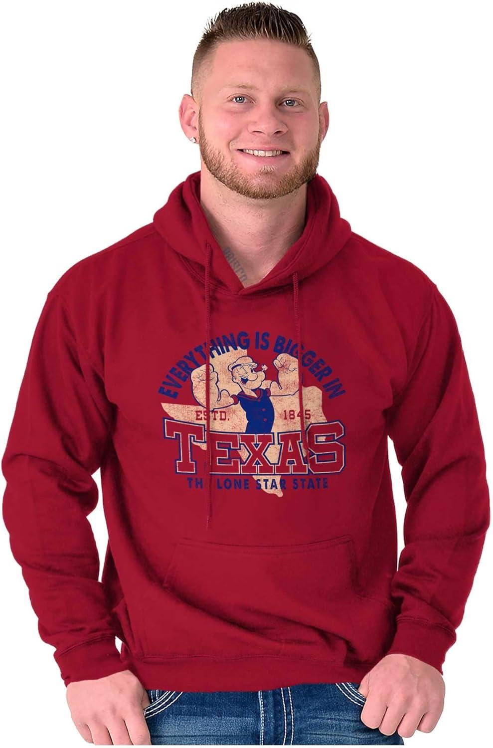imageBrisco Brands Popeye Cartoon American States Hoodie Sweatshirt Women MenTexas