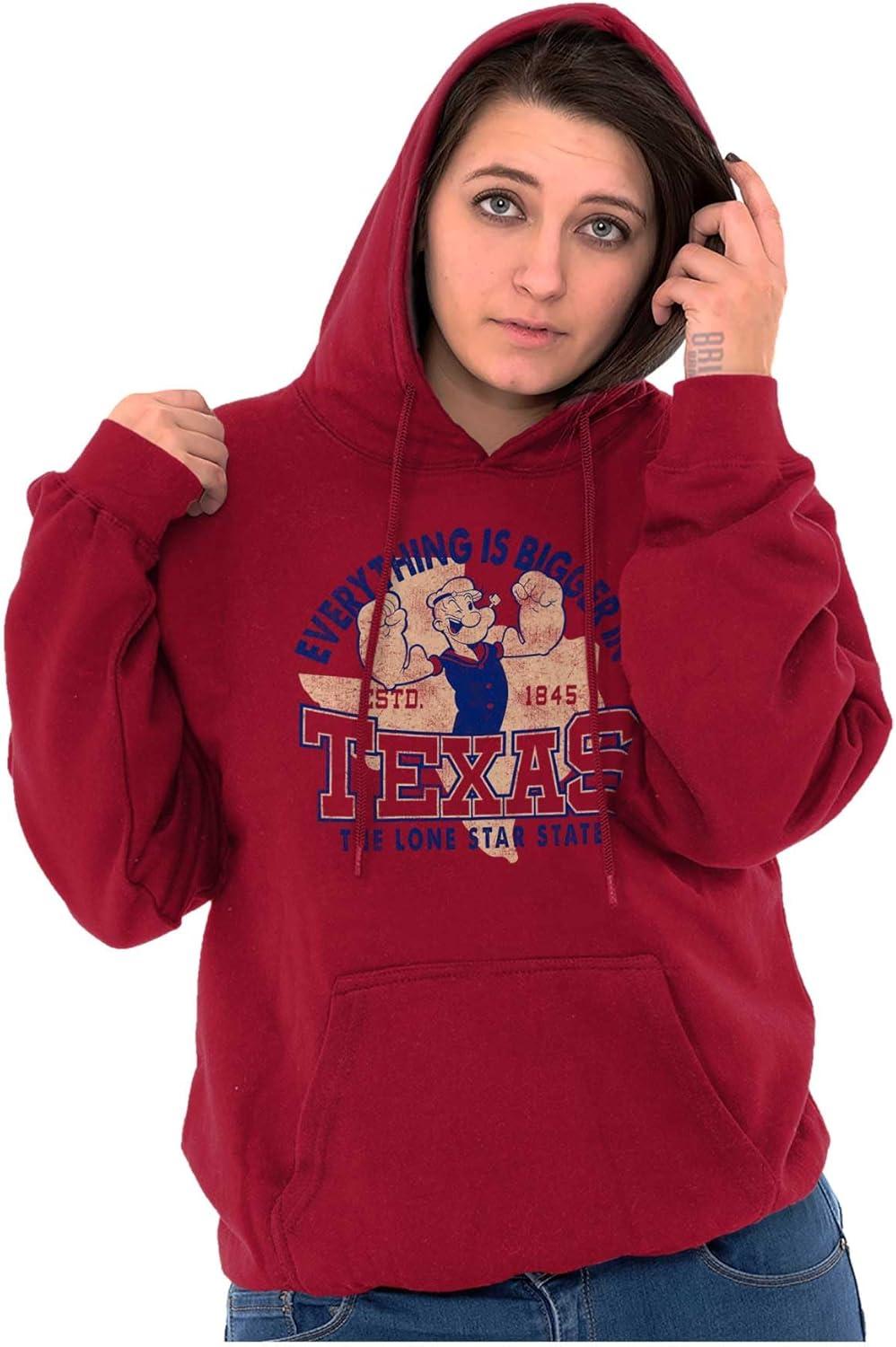 imageBrisco Brands Popeye Cartoon American States Hoodie Sweatshirt Women MenTexas