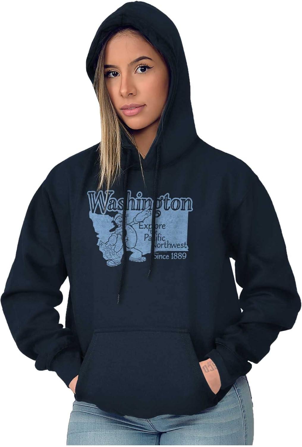 imageBrisco Brands Popeye Cartoon American States Hoodie Sweatshirt Women MenWashington