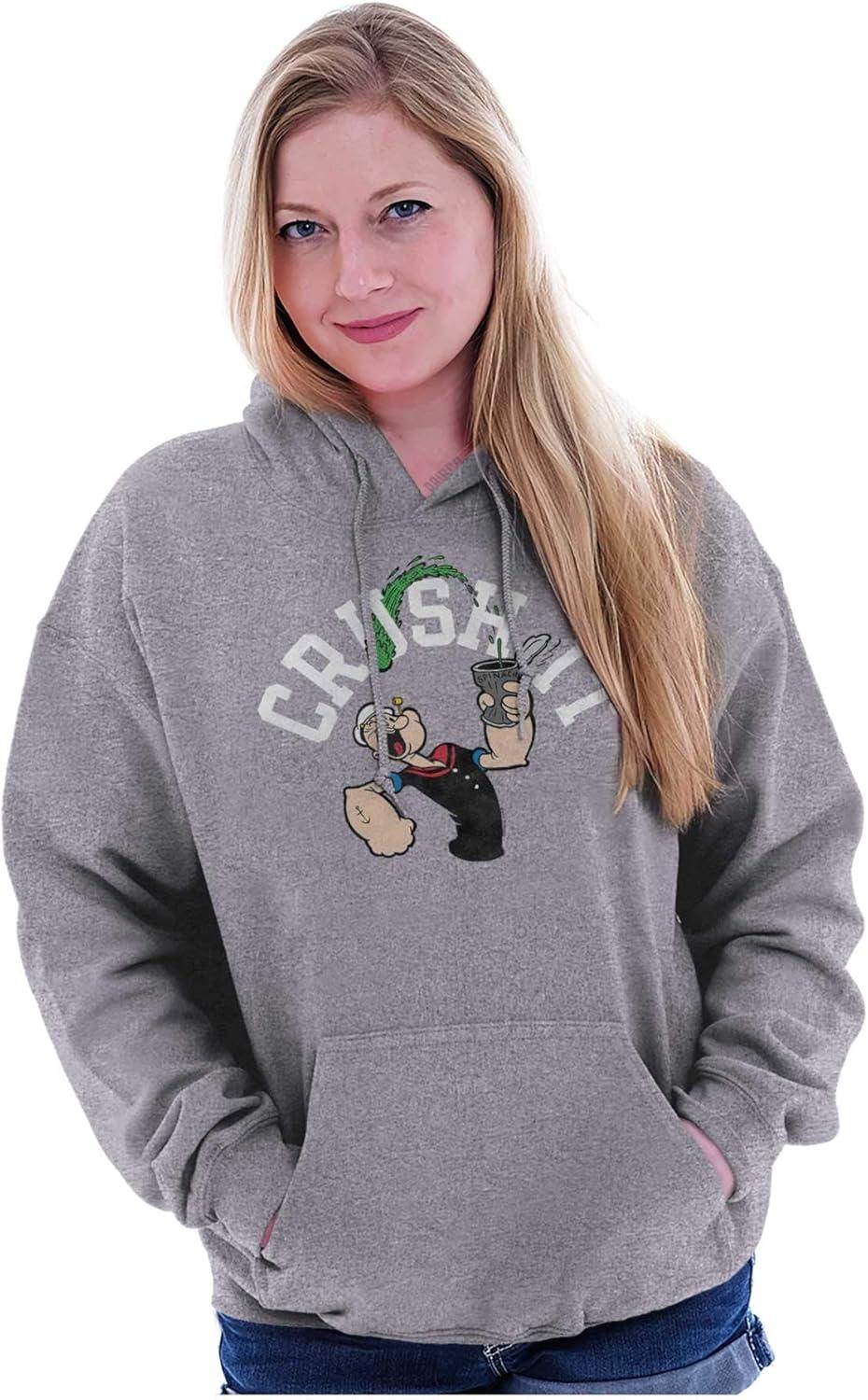 imageBrisco Brands Popeye The Sailor Man Crush It Funny Hoodie Sweatshirt Women MenSport Grey