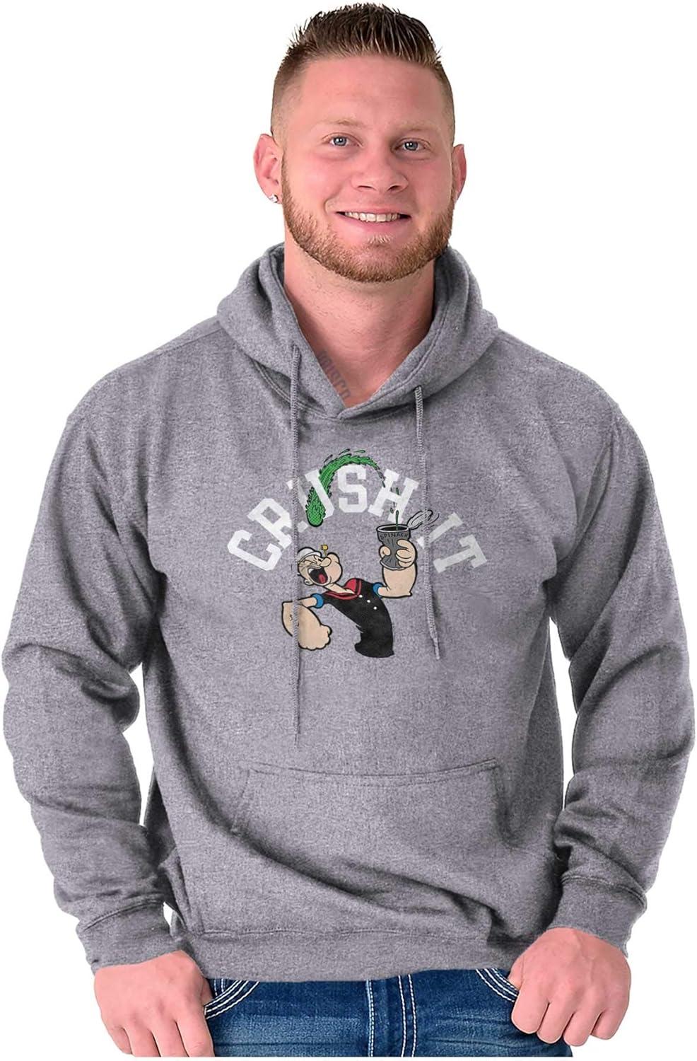 imageBrisco Brands Popeye The Sailor Man Crush It Funny Hoodie Sweatshirt Women MenSport Grey