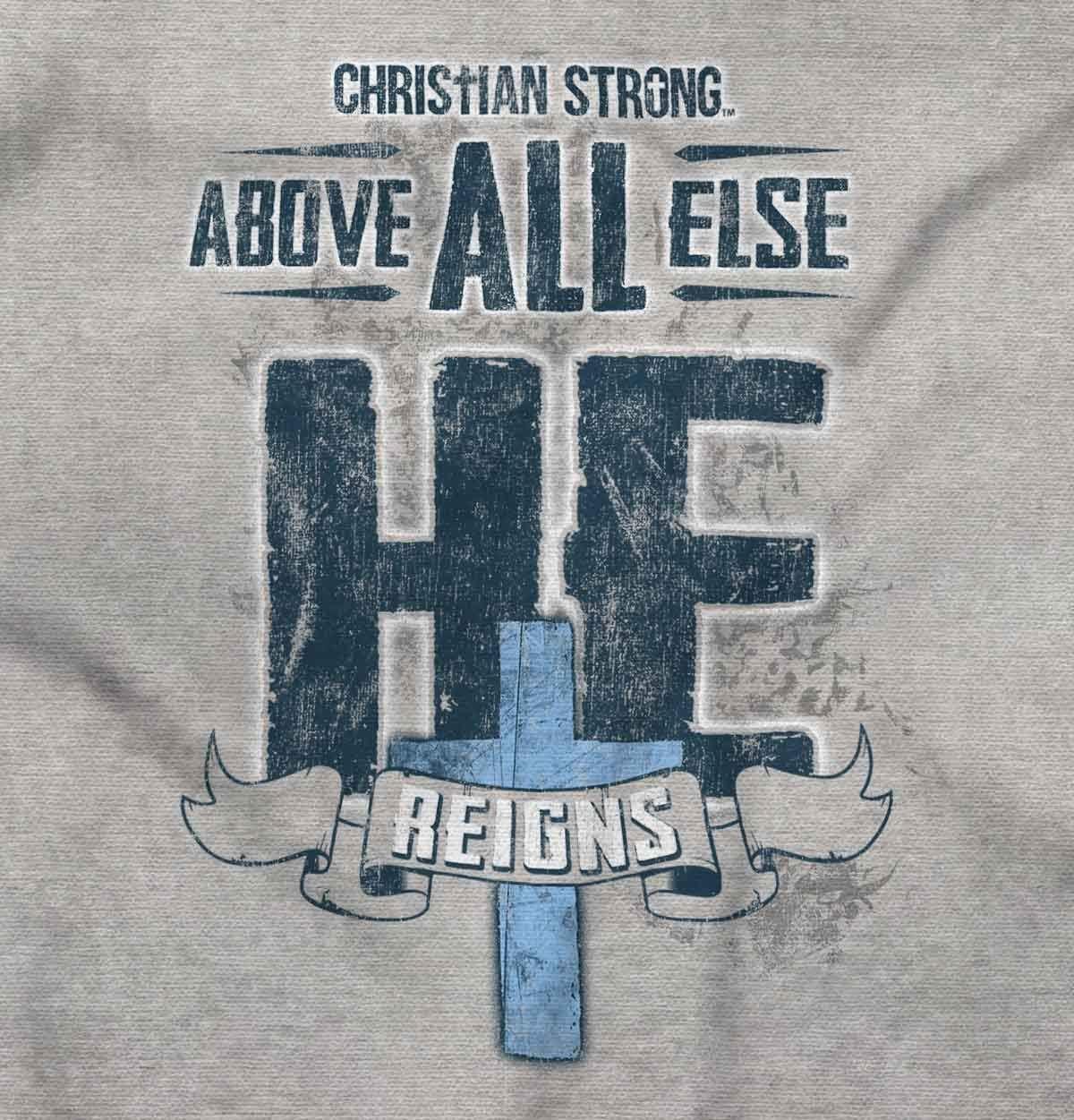imageHe Reigns Above Christian Jesus Faith Hoodie Hooded Sweatshirt MenSport Grey