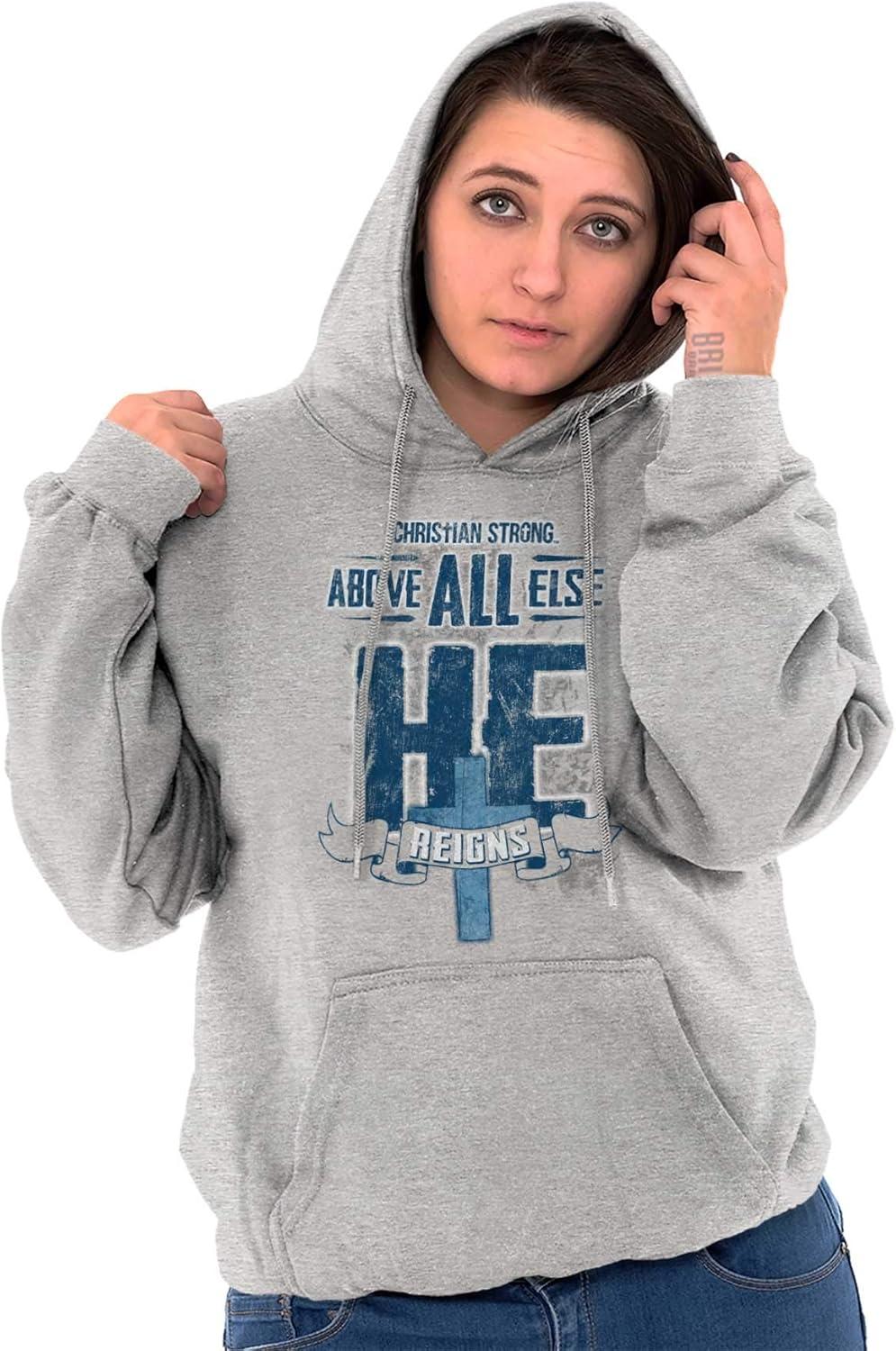 imageHe Reigns Above Christian Jesus Faith Hoodie Hooded Sweatshirt MenSport Grey
