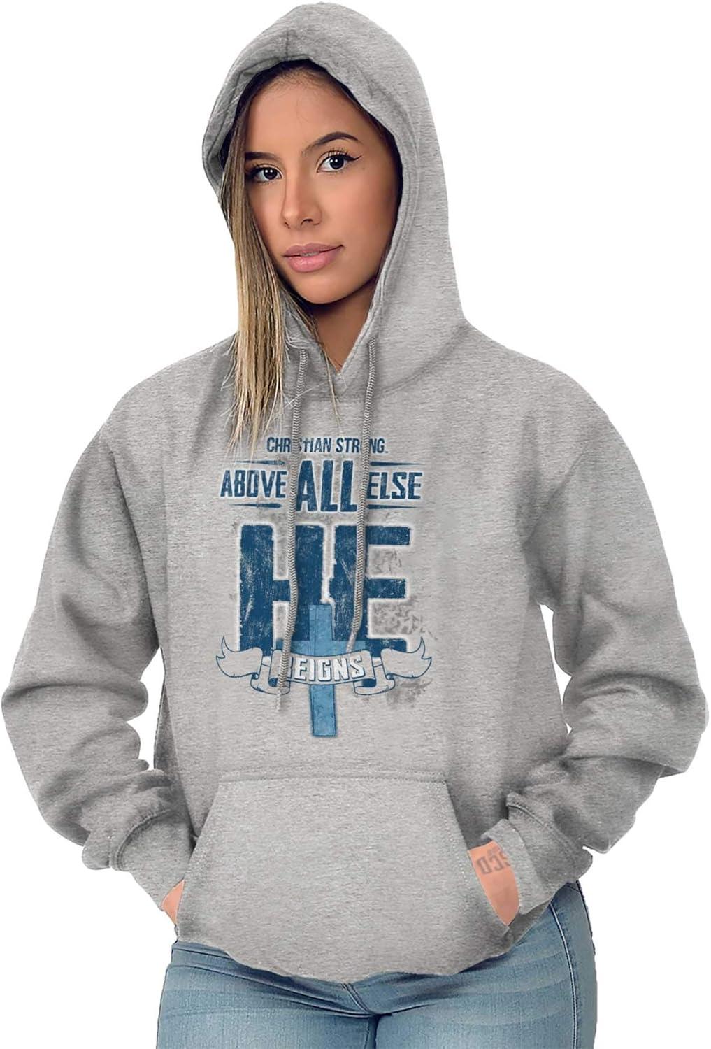 imageHe Reigns Above Christian Jesus Faith Hoodie Hooded Sweatshirt MenSport Grey