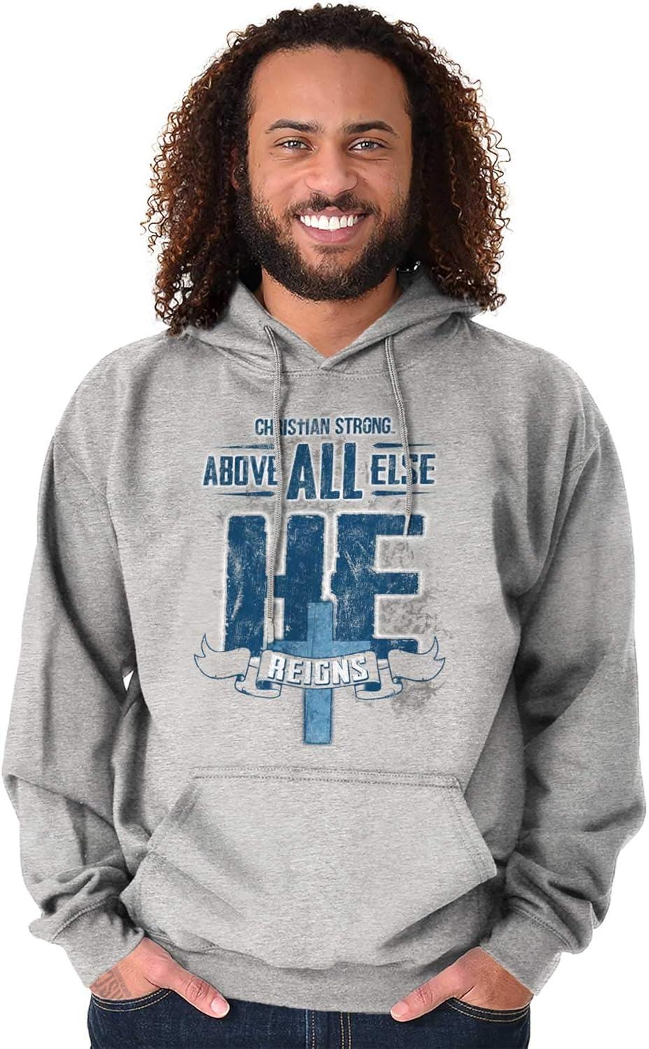 imageHe Reigns Above Christian Jesus Faith Hoodie Hooded Sweatshirt MenSport Grey