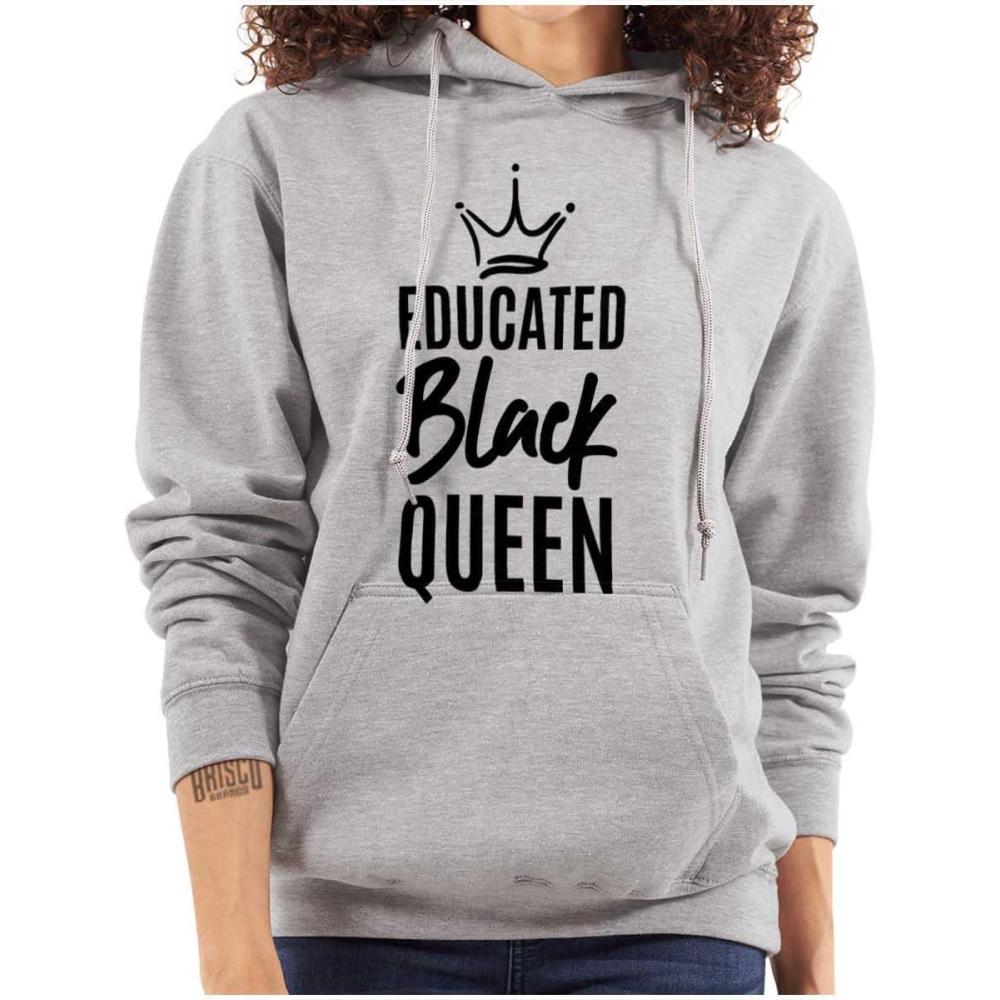 imageBrisco Brands Educated Black Queen Empowered Hoodie Sweatshirt WomenSport Grey