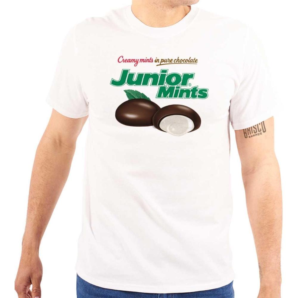imageBrisco Brands Junior Mints Logo Chocolate Candy Graphic T Shirt Men or WomenWhite